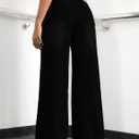 Straight Leg Jeans for Women High Waisted Wide Leg Denim Pants (Black, L)