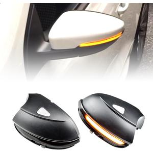 2pcs Dynamic Sequential Blink Compatible with VW Pas-sat CC B7 Be-etle Sciro-cco Jet-ta MK6 LED Side Mirror Turn Signal Light Assembly (Yellow)