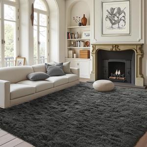 FinRec Soft Grey Rugs for Bedroom Living Room, 4x6 Feet Fuzzy Shaggy Area Rug, Non-Slip Fluffy Furry Shag Rug for Nursery Kids Room Dorm Room Home Decor, Indoor Plush Floor Carpet