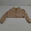 GORGLITTER Women's Zip Up Crop Jacket Faux Suede Long Sleeve Cropped Cargo Jacket Outerwear Trendy Jackets 2025 (Apricot, S)