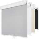 ChrisDowa Cordless Blackout Roller Shades for Windows, Thermal Insulated UV Protection Pull Down Shades, Total Blackout Window Blinds for Home, Office, Bedroom, Door (52" W x 72" H, Grey)