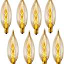 SCOMX E12 Edison Vintage Equivalent Energy Incandescent Chandelier 40W 110-130V, 280 Lumen Bent Flame Tip Bulb with Candelabra Base Home Light Fixtures Decorative, Dimmable 8-Pack