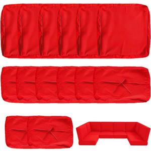 14 Pack Outdoor Cushion Covers, Waterproof Garden Furniture with Zipper Cushion Cover, Outdoor Cushion Cover for Courtyard Furniture (Red, 24.8Lx24.8Wx3.14H)