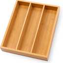 Silverware Organizer Bamboo Kitchen Drawer Organizer Kitchen Utensil Organizers, Flatware Organizer Tray for Flatware, Utensils(Natural) (3 Compartments)