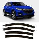 Tape-On Rain Guard 4-Piece for 2016-2022 Honda HR-V Windows Visor Shield Shade Smoke (black)