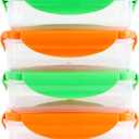 4 Pack of Sandwich Containers - Reusable, BPA Free Plastic, Snap & Lock Shut Lids and Silicone Seal. Great for Fruit, Salad, Lunch Box Snacks and Food Storage