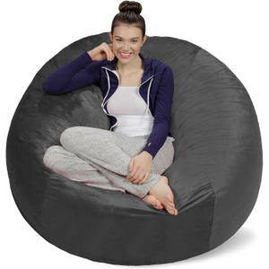 Sofa Sack Bean Bag Chair - Plush, Ultra Soft - Memory Foam Bean Bag Chair with Microsuede Cover - Stuffed Foam Filled Furniture and Accessories for Dorm Room 5 Feet - Charcoal