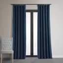 Drapes Signature Velvet Thermal Blackout Curtains for Living Room 84 Inch Long (1 Panel) Rod Pocket Insulated Blackout Curtains for Bedroom Window Curtains, 50W x 84L, Midnight Blue