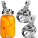 Mason Jar Pour Spout Lid Stainless Steel,Pour Spout Flip Cap Lids for Mason Jars 2Pack,No Rust Leaking Proof for Home Brewing Fruit Fermenting Drinks Airtight(Regular Mouth)