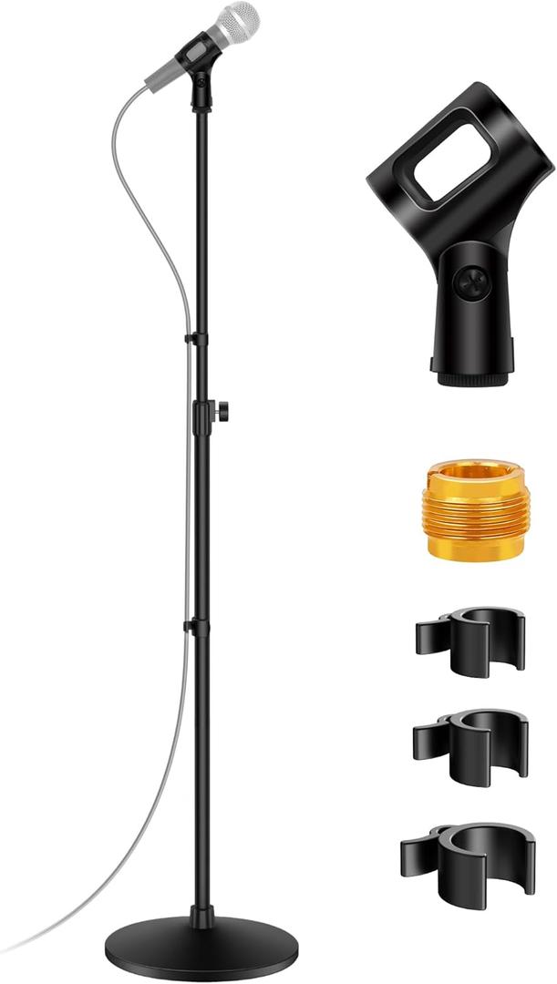 InnoGear Mic Stand, Max Height 66.34" Microphone Stand Floor Detachable Boom Mic Arm Stands with Weighted Round Base for Blue Yeti HyperX QuadCast SoloCast Shure SM58 Samson Q2U Fifine K669B, Large