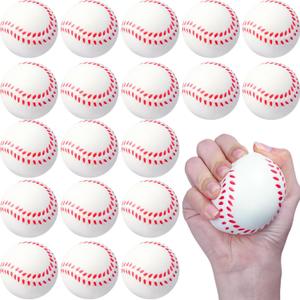 Silipull 48 Pack Baseball Stress Ball 2. 75 Inch Mini Squeeze Foam Baseball Practice Training Soft, Relaxable Ball for Themed Party Favors Indoor Outdoor Men Women Player Sports Throwing Catching