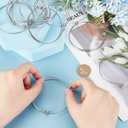 PH PandaHall 10pcs Stainless Steel Wire Bracelet Adjustable Bangle Bracelet Blank Cuff Bracelet with Removable Ball Bead Expandable Blank Bangle Bracelets for Jewelry Making, 2.5 inch - Platinum
