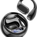 Black,Bluetooth Headphones Wireless Earbuds, Sport Ear Buds with Earhook LED Display Charging Case 72H Playback Earbud - Deep Bass Running Earphones