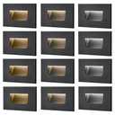 FTL 12-Pack Step Lights Outdoor Stair Light 12V LED, 3000K/ 4000K/ 5000K 3 Color Changing Stair Lights Indoor 3.5W 150LM Waterproof Indoor Deck Step Lights, Low Voltage Black Stair Lights Aluminum