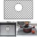 Silicone Sink Protectors for Kitchen Sink,17.6''x 11.6'' Silicone Sink Mats, Heat Resistant Non-Slip Foldable Small Kitchen Sinks Mat for Porcelain Stainless Steel Sinks with Rear Drain Hole (Gray)