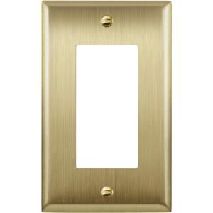 ENERLITES Decorator Switch or Outlet Metal Wall Plate, Stainless Steel Outlet Cover, Corrosion Resistant, Size 1-Gang 4.50" x 2.76", Stainless Steel 201, 7731-BB, Brushed Brass, Gold
