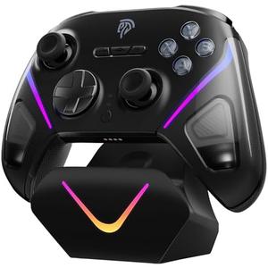 EasySMX D10 Wireless Game Controller – TMR Anti-Drift Joysticks, Dual-Mode Triggers, 1000Hz Polling, Mechanical Buttons, RGB – Bluetooth Gamepad for PC/Switch/Switch2/iOS/Android with Charging Dock