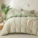 Floral Comforter Queen Set 3 Pieces Soft Cute Fresh Floral Bedding Lightweight Garden Style Floral Botanical Comforter for All Seasons and 2 Pillowcases