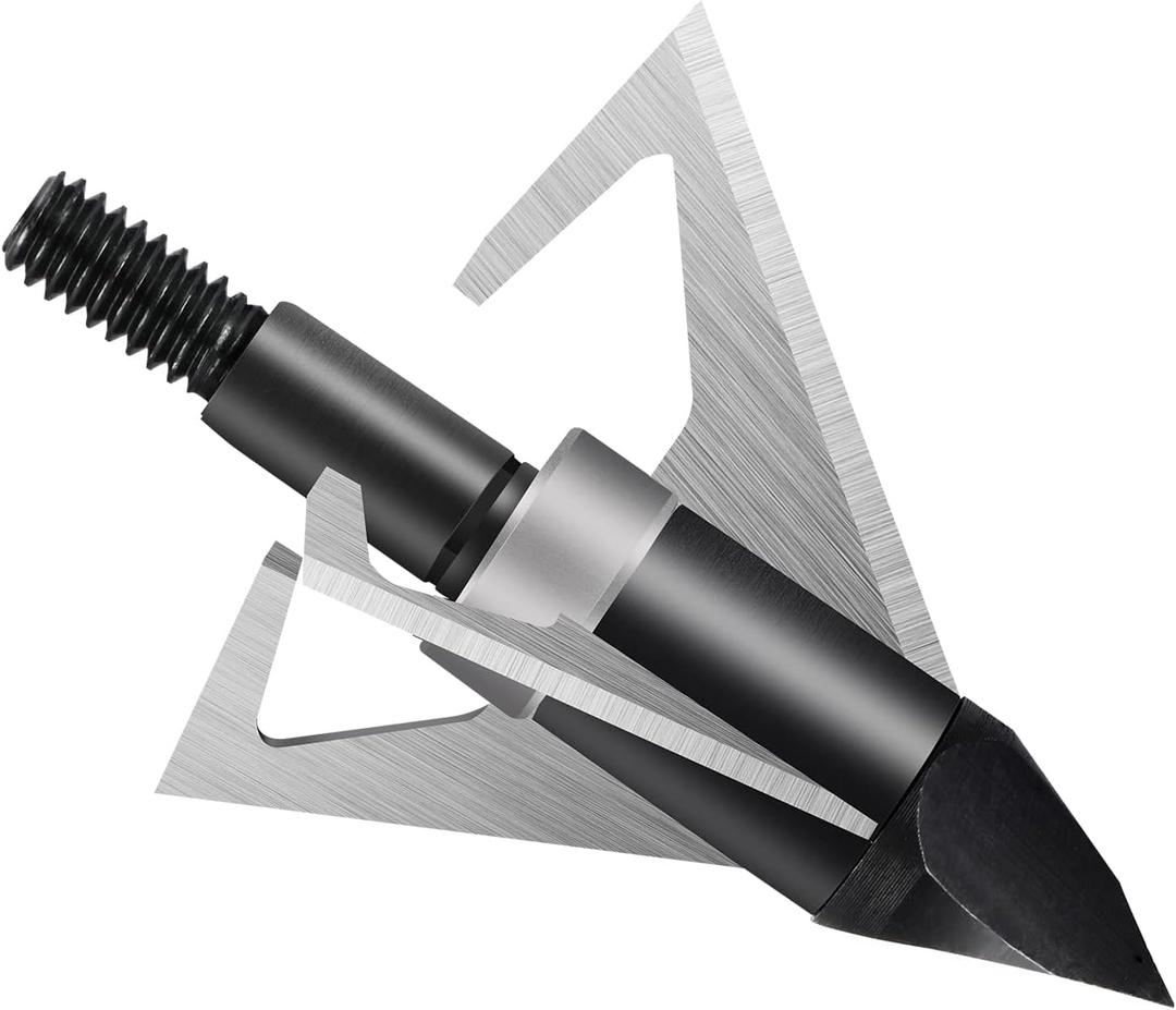 DEEPOWER Archery Broadheads 100 125 Grain 3 Blades Hunting Arrow Heads Arrow Tips Compatible with Crossbow and Compound Bow 1+1/2 inch Cut