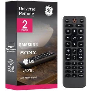 GE Big Button Universal Remote Control, Universal Replacement Remote for Samsung, LG, Vizio, Sony, Smart TV, Fire TV, 2 Device, Charcoal, 83036