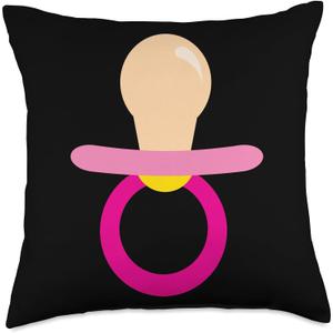 Baby Pacifier Pink Cute Funny Childs Kids Gift Baby Pacifier Throw Pillow, 18x18, Multicolor
