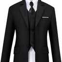 Visaccy Boys Formal Suit Slim Fit Dress Clothes Ring Bearer Outfit Tuxedo Suits,Adjustable Waist (Black, S)