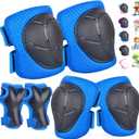 Kids/Youth Knee Pads and Elbow Pads Set for Kids 3-14 Years Boys Girls Protective Gear Set Adjustable Knee Pads, Elbow Pads, Wrist Guards Skateboard Skating Skiing Cycling Biking Running Scooter (M(7-14Years), blue)