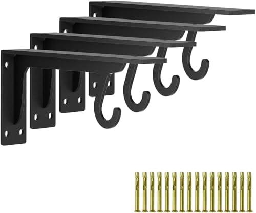 10 Inch Heavy Duty Wall Mounted Closet Shelf Brackets Supports 400lbs, for Closet/Garage/Outdoor 4 pcs (Missing 1 Pc)