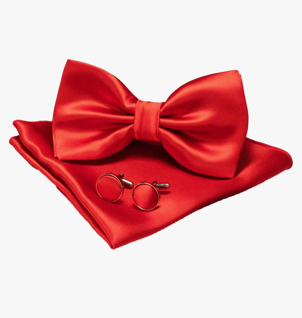 Men's Bow Tie Sets Including Cuff Links And Handkerchiefs Solid-Colored Bow Ties For Business Suits Wedding Party Men's Bow Tie Sets Including Cuff Links And Handkerchiefs Solid-Colored Bow Ties For Business Suits Wedding Party