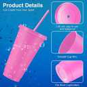 Amyhill 12 Pcs Reusable Plastic Cup with Lid and Straw 24 oz Plastic Tumbler Bulk Iced Coffee Cup Travel Mug for Girl Smoothie Juices Wedding Graduation Birthday Sleepover Party Supplies(Rosy)