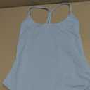 REORIA Women's Sexy Scoop Neck Backless Bodysuits Open T-Back Cami Sleeveless Bodysuit Tank Top Trendy (Blue, S)