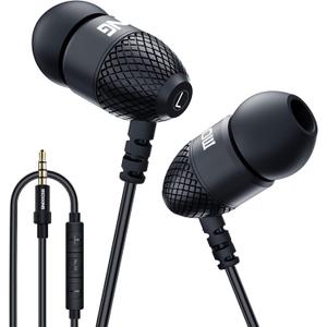 Wired Durable Metal Earphones Earbuds w Microphone and Volume Control, Deep Bass Clear Sound Noise Isolating in Ear Headphones, Ear Buds for Cell Phones, Laptop, Computer, iPad, iPod, Gaming