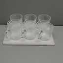 6 PACK Premium Glass Coffee Mugs with Handle, 12 OZ Classic Vertical Stripes Glass Coffee Cups, Transparent Tea Cup for Hot/Cold Beverages, Glassware Set for Americano, Latte, Cappuccino