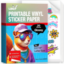 Premium Glossy Printable Vinyl Sticker Paper - Waterproof Quickly-Dries Strong-Adhesive 20 Sheets for Pet Photos & Kids Crafts, Tear-Resistant Decals (Letter Size 8.5"x11") for Inkjet Printers