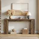 LITTLE TREE 70.9-Inch Long Entryway Table, Narrow Farmhouse Sofa Console Table for Living Room, Hallway, Walnut Brown