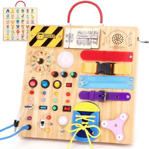 Hoarosall 23 in 1 Busy Board Montessori Toys for Toddler and 1-3 Year Old Boys and Girls, 30 Cm X 30 Cm X 3 Cm