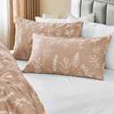 MUXHOMO Duvet Cover King Size, Reversible Floral Rosy Gold Duvet Cover Set with Zipper Closure, 3 Pieces Botanical Patterns Soft Microfiber Bedding Set (90"x104", 2 Pillow Cases 20"36")
