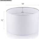 Wellmet Self-Assembly Lampshade, White, 18" Top x18" Bottom x12" High, Drum Lampshade for Table Lamp, Bedside Lamp, Floor Lamp, Fabric Replacement Lamp Shade Classic Modern Style, Spider Fitter