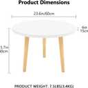 Round Coffee Table Low Table with 3 Solid Wood Sturdy Legs,Floor Table Desk for Sitting on The Floor,23.6"D x 23.6"W x 16"H Inches,Living Room/Toy room Furniture,Rental house Furniture (White)