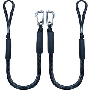 4 Feet Bungee Dock Line Mooring Rope 2-Pack for Docking with Stainless Steel Clip Accessories for Boats PWC, Built in Snubber, Kayak, Watercraft,SeaDoo,Jet Ski, Pontoon, Canoe, Power Boat