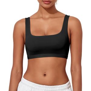 PrettyGuide Women's Wireless Bralette Smoothing No Padding Scoop Neck Bra Soft Comfortable Lounge Bra (Black, XL)