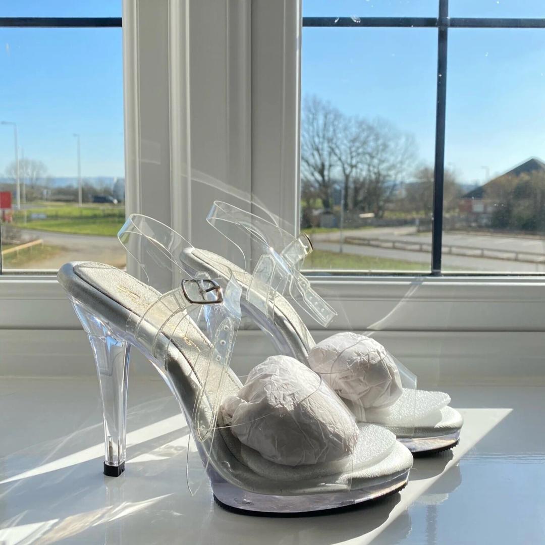 WUXIN H&P Women's Clear Platform High Heels Ankle-Strap Sexy Stiletto Pole Dance Exotic Sandal Shoes