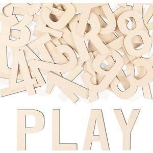 Wooden Letters 6 Inch for Crafts, 72 Pcs Small Wood Alphabet Letters and Numbers Unfinished Wooden Letters Cutouts for Painting DIY Project Wall Decor Nursery Room Home Decorations