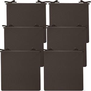 Preboun 6 Pack Outdoor Chair Cushions 19" x 19" x 3" Patio Waterproof Fade Resistant Seat Cushions with Ties Replacement Chair Pads for Patio Furniture Garden Sofa Couch (Brown)