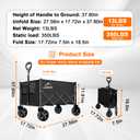 Collapsible Wagon Cart with Wheels Foldable, Folding Wagons Carts with Silent Universal Wheels, Large Grocery Cart On Wheels, Heavy Duty Utility Wagon for Shopping Beach Sports Fishing Camping, Green