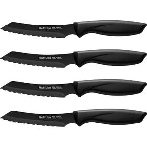 Steak Knives,4 Pieces Steak Knife Set,Sharp Serrated Kitchen Knife,Stainless Steel Table Knife,Ergonomic Handles Dinner Knives,Dishwasher Safe