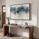 Framed Blue Abstract Forest Wall Art, Horizontal Watercolor Canvas Artwork for Walls, Modern Picture Print Wall Decor, Abstract Landscape Artwork for Living Room Bedroom Office Dining Room, 24x36 Inch