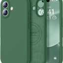 Vooii Magnetic for iPhone 17 Case, Compatible with Magsafe (Premium Liquid Silicone) (Integrated Camera Control Button) Full Body Protective Anti-Scratch Microfiber Lining 6.3", Green