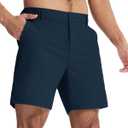 SNOWTEN Men's Classic Fit 7/9/11 Inch Golf Shorts Basic Lightweight Stretch Hiking Casual Short with 2 Pockets and 1 Hidden, Blue, Size: L7.W30