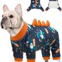 CuteBone Dinosaur Costume Dog Pajamas, Stretchy Spandex Crystal Velvet Sleepwear Coat for Small Dogs, Soft & Warm Pet Outfit Clothes for Cold Weather, Cozy Pullover Design COSP19M (Medium)